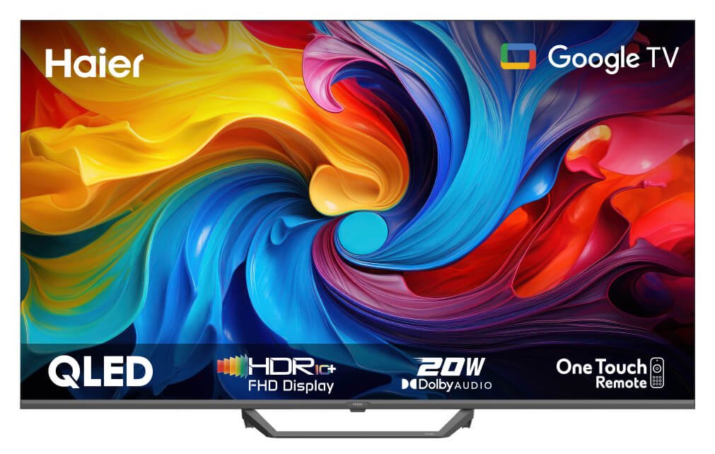 haier global Haier smart TV displaying a blank screen on a clean background