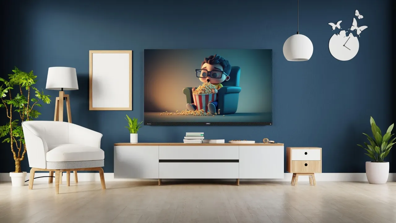 odern Haier LED smart television on a minimalist background